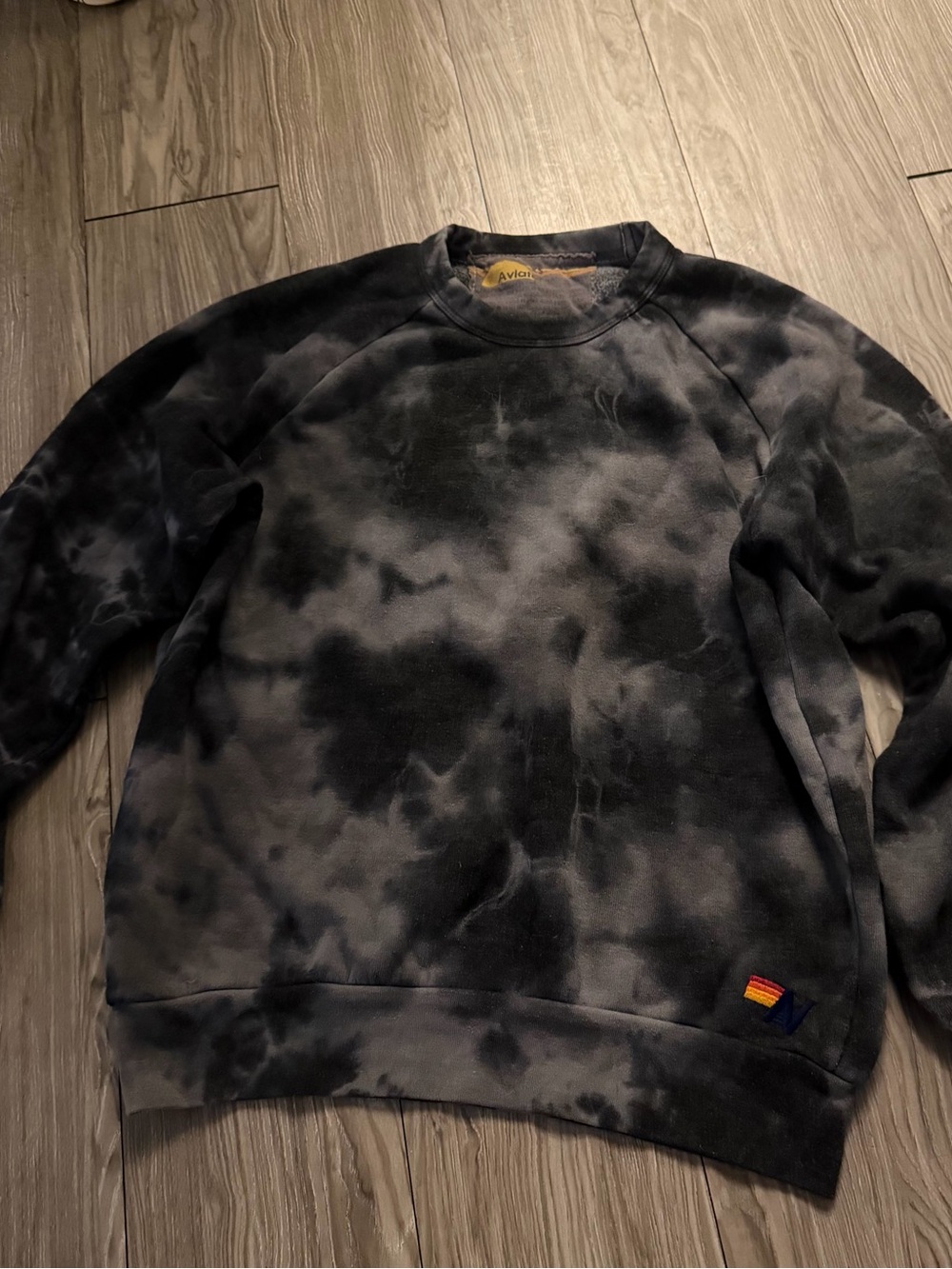 XS Aviator nation Black & Gray Tie-Dye Crewneck Sweater